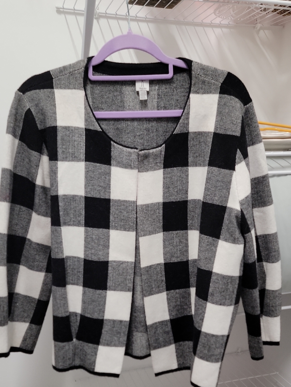 Tristan Tristan Black & White Buffalo Check Open Front Cardigan XL - Gorgeous